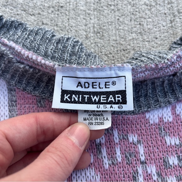 Women’s Pink White and Grey Patchwork Sweater Size Small Vintage Good Condition - Picture 2 of 5